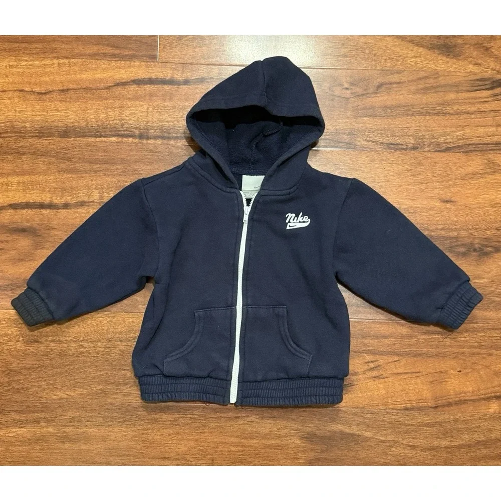 Vintage Y2K Nike Jacket Hoodie Full Zip Blue Toddler Boys 24 Months